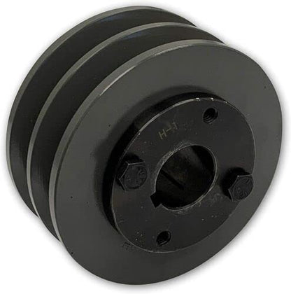 Double Groove 3.75" Cast Iron Electric Motor " H " Pulley/Sheave, Bushing Included, for 3/8" and 1/2" Top Width 3L/A/AK/4L/4LK Section V Belt, 2 Groove (1" Shaft / 1.00 Bore, 2AK39H) - size: 1" Shaft / 1.00 Bore
