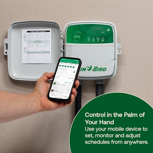 Rain Bird ARC8 App-Based Indoor/Outdoor Smart WiFi Irrigation Sprinkler Timer/Controller, 8-Zone/Station, EPA WaterSense Certified, Compatible with Alexa, Indoor/Outdoor 8-Station - style: Indoor/Outdoor 8-Station