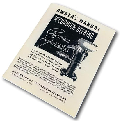 AgPubs Operators Manual for Mccormick 2-S 3-S 4-S 5-S Cream Milk Separator Owners