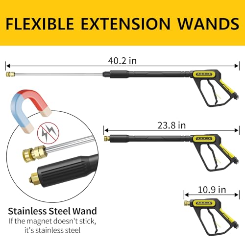 3/8'' 4800PSI Pressure Washer Hose and Gun 50FT