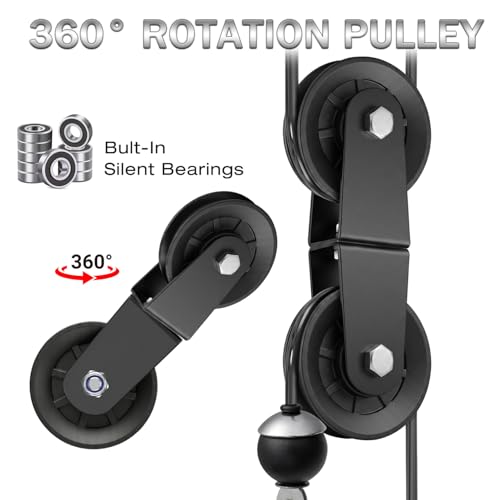Swivel Dual Pulleys 360°Rotation Roller Reinforced double pulley Wheel for Home DIY Gym Pulley System Cable Machines fly machines Silent Bearing Swivel Groove Wheel Pull Down Attachment Weight Lifting - color: Black