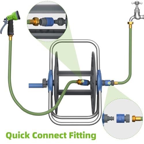 Water Hose Reel,Holds 60-80 Ft of 5/8" Hose - color: Blue