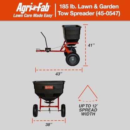 Agri-Fab Tow Behind Broadcast Spreader for Seed, Fertilizer, Salt and Ice Melt, 185 lb Capacity Lawn and Garden Spreader with 12 Ft Spread Width - style: 185 lb. Direct Rod Control Tow-Behind Lawn and Garden Spreader