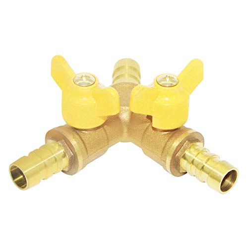 Beduan 3 Way Shut Off Ball Valve 3/8" Hose Barb 2 Switch Brass Y Shaped - size: 3/8 Inch, style: Fixed