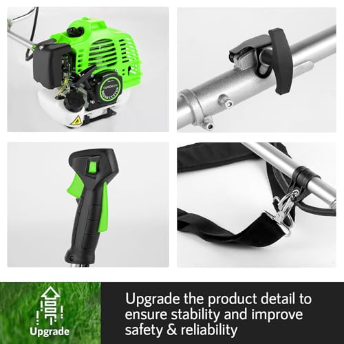 58cc 4-in-1 Gas Weed Eater, 2-Stroke Engine Brush Cutter with Bike Handles - color: Green