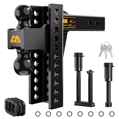 CAMMOO Adjustable Trailer Hitch for 2 inch Receiver 8 inch Rise/Drop Hitch - size: 2"x8"
