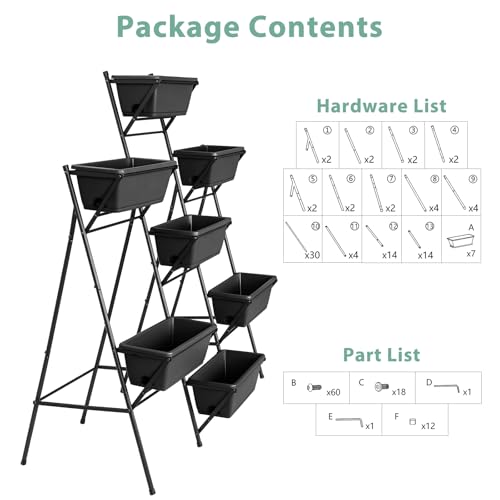 5-Tier Vertical Garden Planter with 7 Plant Boxes & Drainage Trays - color: Black, size: 5-Tier