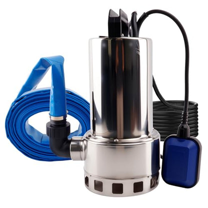 1.5HP 4000GPH Sump Pump, Submersible Water Pump with Float Switch - color: Chrome