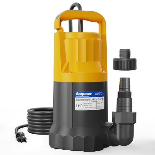 Acquaer 1HP Sump Pump, 4345GPH Submersible Water Pump - color: Orange