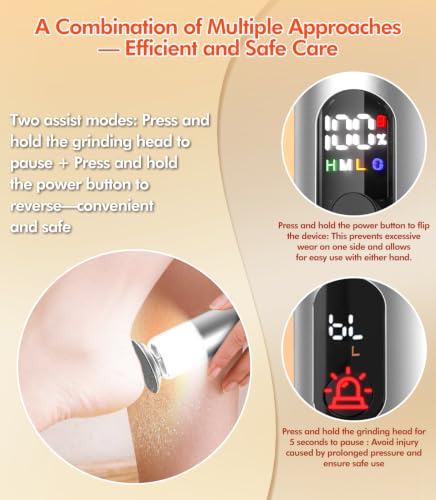 New Upgrade Electric Foot Callus Remover,Rechargeable Electric Callus Remover for Feet【Variable 3-Speed & LED Light】【Removes 99.92% of Calluses】Portable Foot File Pedicure Kits with 60Grit Pad-Silver2 - color: S606silver-60