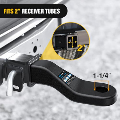 Nilight Forged Trailer Hitch Mount Fits 2" Receiver | Square 5/8" Hitch Pin Clip 17000 lbs 2" Drop, 1-1/4” Hole, Gloss Black Powder Coat - color: 2" Receiver/2" Drop, size: Trailer Hitch Ball Mount&Ball