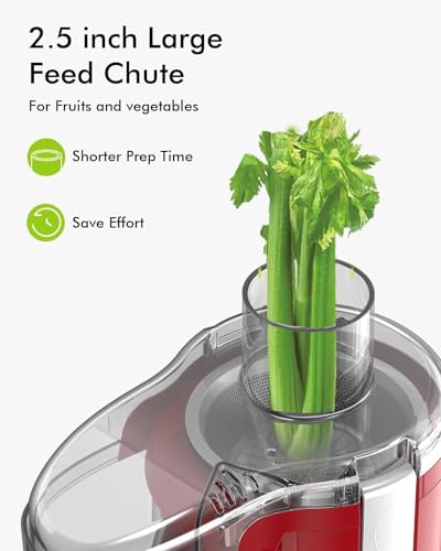 SIFENE 350W Compact Centrifugal Juicer Machine, 2.5" Chute, 3-Speed, Red - color: Red