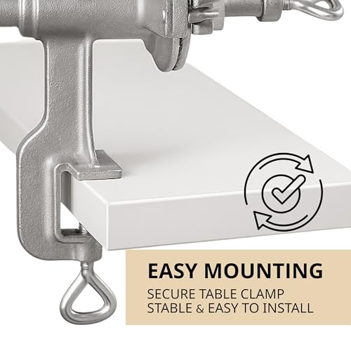 Hand Crank Grain Mill Grinder – Silver Manual Grinder for Corn Wheat Nuts with Clamp Handle Operated Wheat Mill Grain for Home Compact Food Hand Crank Tool