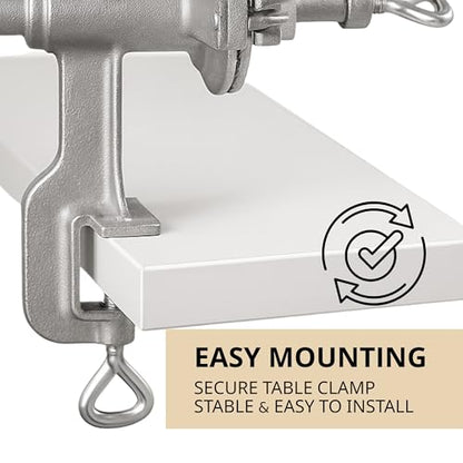 Hand Crank Grain Mill Grinder – Silver Manual Grinder for Corn Wheat Nuts with Clamp Handle Operated Wheat Mill Grain for Home Compact Food Hand Crank Tool