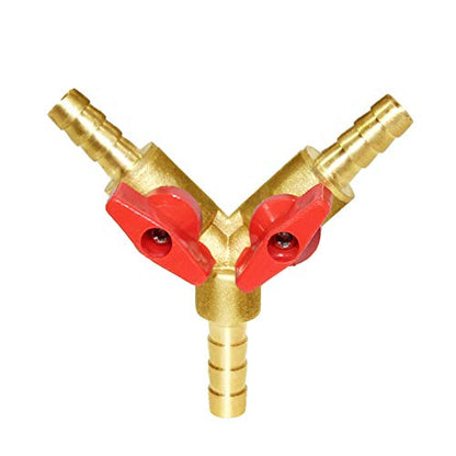 Joywayus 3/8" Hose Barb, Y shaped Type 3 way Union Intersection/Split Brass Shut off Ball Valve Fitting - size: AY3/8-1pcs