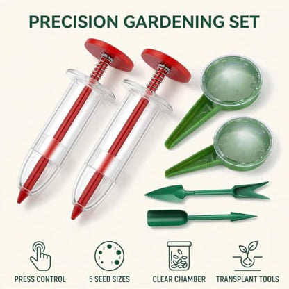 6Pcs Mini Sowing Seed Dispenser, Seed Planter Tool, Handheld Seed Planter, Mini Hand Seed Spreader, Seed Sower Tool, Garden Seed Planter, Small Seed Spreader with Seedlings Dibber Widger for Spreading