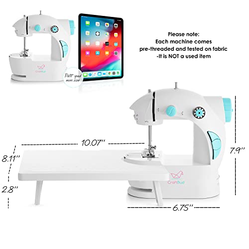 CraftBud Mini Sewing Machine for Beginners, Adults and Kids Sewing Machine - color: White, size: Basic Set