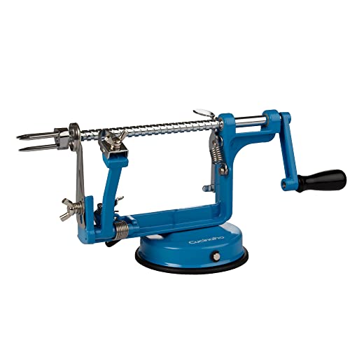 Apple Peeler and Corer, Durable Heavy Duty Chrome Cast Iron, Suction Base - color: Blue