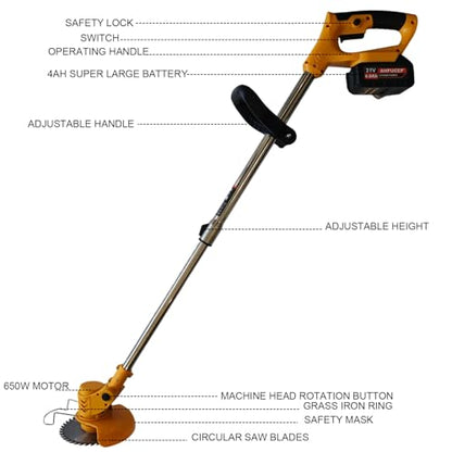 Weed Wacker Electric Weed Eater Brush Cutter Cordless with 2 4Ah Battery