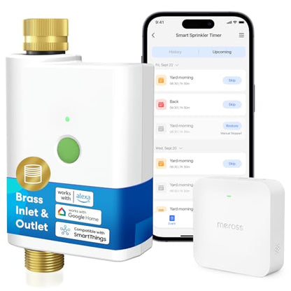 meross WiFi Water Timer for Garden Hose, Rain Skip, Hub Included, IP65 - color: White, size: Timer with Hub