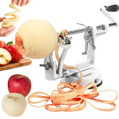 Apple Peeler and Corer, Durable Heavy Duty Chrome Cast Iron, Suction Base - color: White