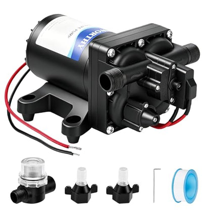 ECO-WORTHY 12V RV Water Pump, 3.5 GPM, 55 PSI, Self Priming Water Pump with Pressure Switch, 4-Chamber Fresh Water Pump for Boat Marine Camper Truck Shower Sprayer - color: Black 3