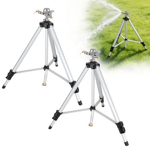 50" Brass Impact Sprinkler on Tripod Base 2pcs,Heavy Duty Tripod Sprinkler