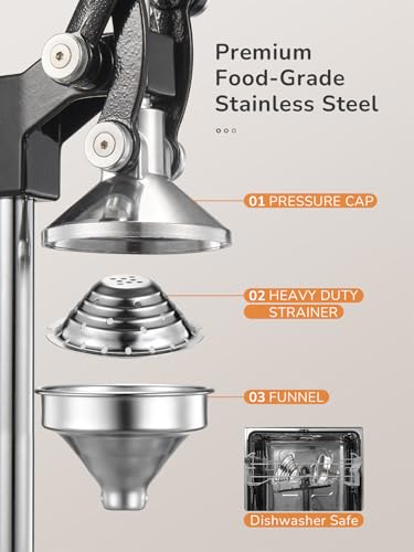 QCen Manual Citrus Juicer Cast Iron Heavy Duty Orange Press - color: Black
