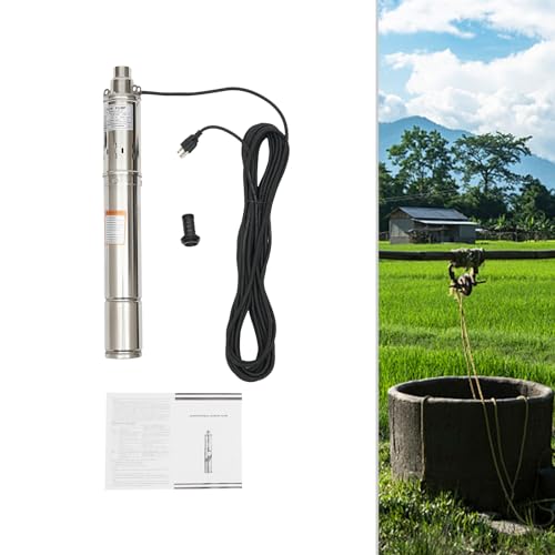 Deep Well Pump, Electric Submersible Bore Hole Deep Well Pump Stainless Steel Submersible Well Pumps Agricultural Irrigation Pump for Villages, Homes, Farms (115V 0.75KW 1HP 2.5M³/H 102M/334.65FT) - style: 115V 0.75KW 1HP 2.5M³/H 102M/334.65FT