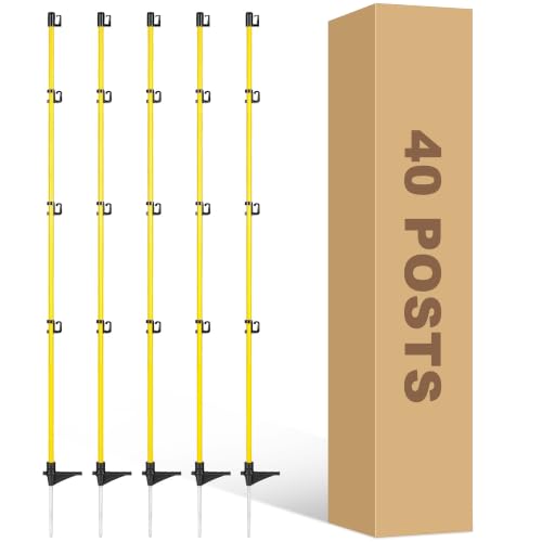 40 Pcs 46"Fiberglass Step in Electric Fence Posts,Portable Temporary Stakes - style: 46Inch-40 Pack