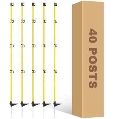 40 Pcs 46"Fiberglass Step in Electric Fence Posts,Portable Temporary Stakes - style: 46Inch-40 Pack