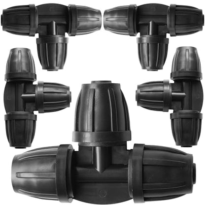 CARPATHEN 5/16" Barbed Tee Connector Parts for Drip Irrigation System 5 pcs - size: 5 pcs Splitters Connectors