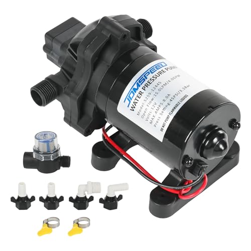 RV Water Pump, 12V DC 4.0 GPM 45 PSI, Self-Priming Diaphragm Pressure Pump - size: 4.0-12V-45