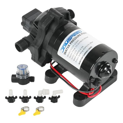 RV Water Pump, 12V DC 4.0 GPM 45 PSI, Self-Priming Diaphragm Pressure Pump - size: 4.0-12V-45