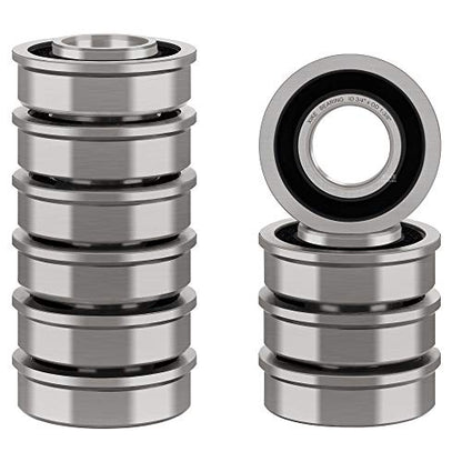 XiKe 10 Pack ID 3/4" x OD 1-3/8" Lawn Mower Wheel Flanged Bearing Replacement for JD AM118315, AM127304, Toro 110513, 251-210, Gravely 011193, MTD 741-0141, Case IH-384881-R93 ＆ Bobcat 2188123-03 Etc. - size: ID 3/4" x OD 1-3/8"