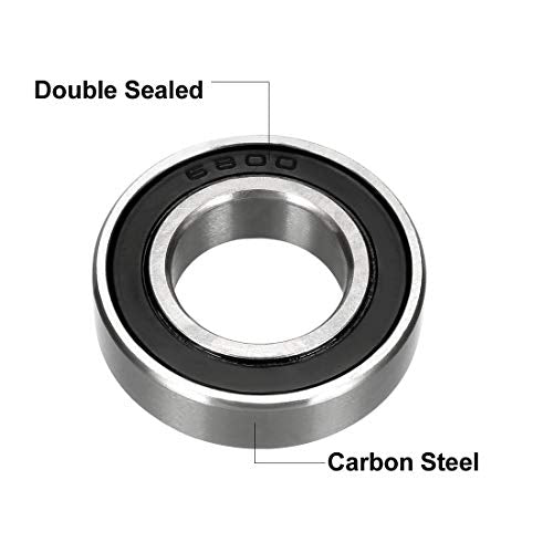 uxcell 6800-2RS Deep Groove Ball Bearing Double Sealed 1180800, 10mm x 19mm x 5mm Carbon Steel Bearings (Pack of 10) - size: 10mmx19mmx5mm