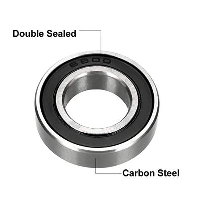 uxcell 6800-2RS Deep Groove Ball Bearing Double Sealed 1180800, 10mm x 19mm x 5mm Carbon Steel Bearings (Pack of 10) - size: 10mmx19mmx5mm