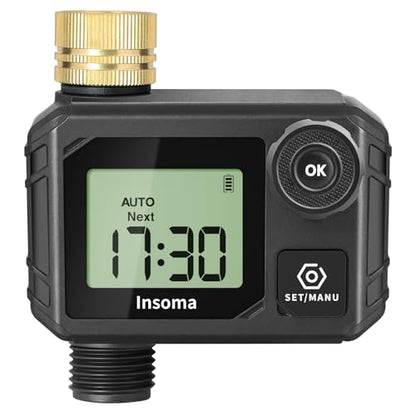 Water Timer for Garden Hose Faucet with Brass Inlet - color: Grey Black, size: 1 Outlet