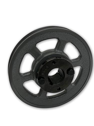 Single Groove 6.25" Cast Iron Electric Motor " H " Pulley/Sheave, Bushing Included, for 3/8" and 1/2" Top Width 3L/A/AK/4L/4LK Section V Belt, 1 Groove (1-1/8" Shaft / 1.125 Bore, AK64H) - size: 1-1/8" Shaft / 1.125 Bore