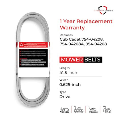 954-04208A Upper Drive Belt Replacement for Cub Cadet, Length 41", Heavy-Duty Aramid Cord Belt Replaces 954-04208, 754-04208 for Craftsman Troy Bilt LTX 1040 YT4219 T100 T3000 LT2200 TB42 TB46 Bronco - size: 41" x 5/8"