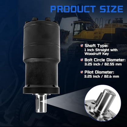 101-1006-009 Hydraulic Motor Replacement for Char-Lynn Eaton H Series, 14.1 cu in/rev Displacement, 1 Inch Straight Shaft 4-Bolt Mount 243 RPM 1450 PSI
