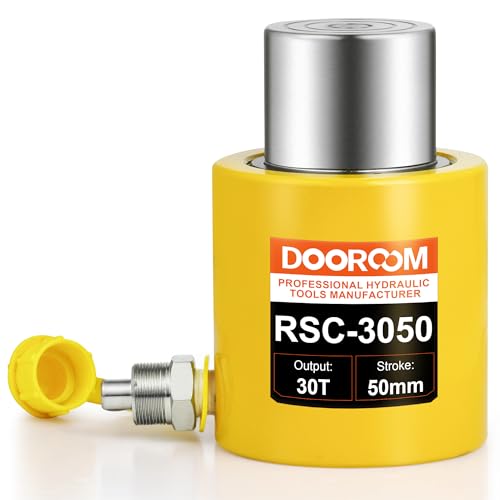 30 Ton Hydraulic Cylinder, 2' Stroke Automatic Retracting Jack, Yellow