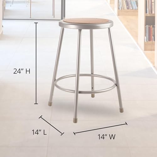 National Public Seating 24" High Heavy Duty Steel Stool, Grey - color: Grey, size: 24"