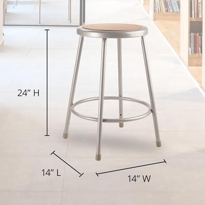 National Public Seating 24" High Heavy Duty Steel Stool, Grey - color: Grey, size: 24"