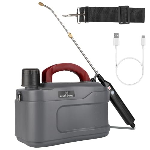 2 Gallon Pump Sprayer Battery Powered, USB Handle & Wand for Lawn & Garden - color: Gray
