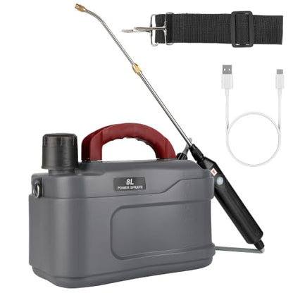 2 Gallon Pump Sprayer Battery Powered, USB Handle & Wand for Lawn & Garden - color: Gray
