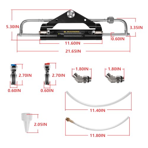 150HP Outboard Hydraulic Steering Cylinder – Replace for Seastar 150HP Front Mount Aluminum Alloy Cylinder - 10.3MPa/1500 PSI , ORB Fittings, Two-Way Lock Valve –for Single/Twin Engine Outboard Boats