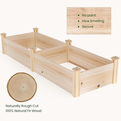 MIXC 8×2ft Wooden Horticulture Raised Garden Bed Outdoor Divisible Elevated Planting Planter Box for Vegetables, Herbs, Strawberry, Flowers in Backyard and Patio, Natural Wood - size: 96”L X 24”W