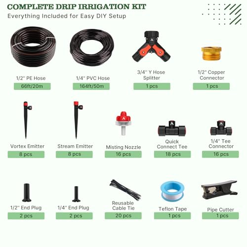 Anleolife 230FT Drip Irrigation System Kit, Complete Garden Watering System - style: 230FT All-Around Kit