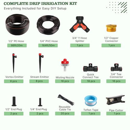 Anleolife 230FT Drip Irrigation System Kit, Complete Garden Watering System - style: 230FT All-Around Kit